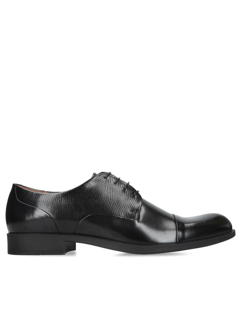 Elegant men's suit shoes, classic black shoes with a stylish cut