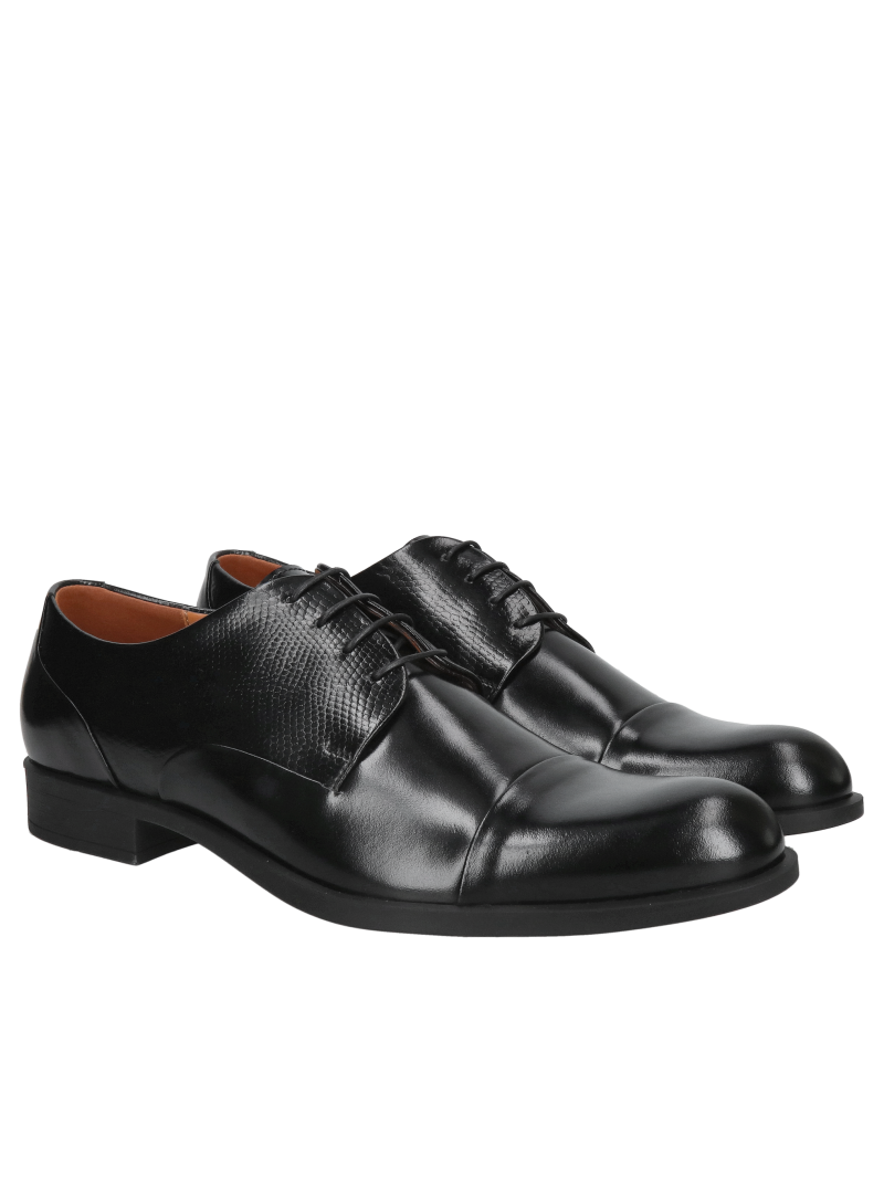 Elegant men's suit shoes, classic black shoes with a stylish cut