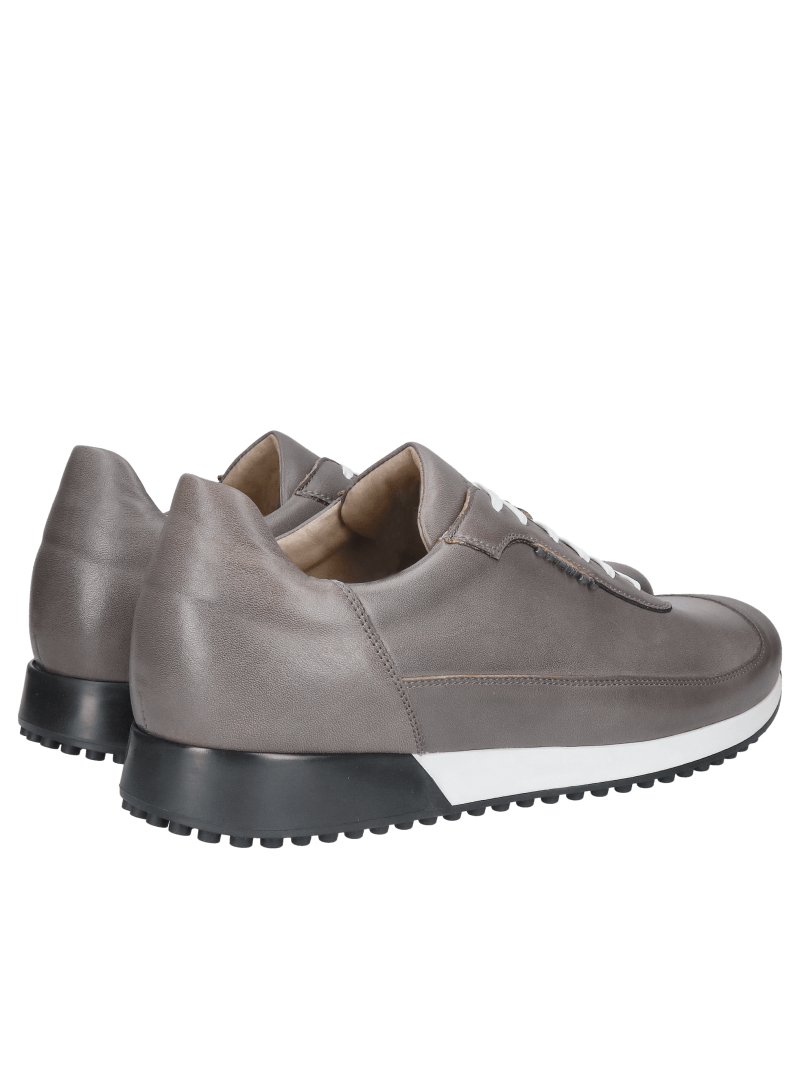 Gray men's leather casual sneakers, comfortable men's sneakers