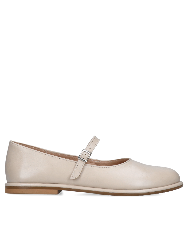 Beige Mary Jane ballet flats, cream-colored minimalist ballet flats