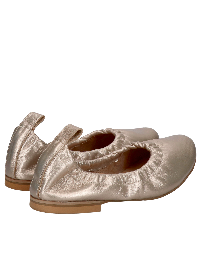 Gold ballet flats to wear with a dress—comfortable and lightweight, made of genuine leather