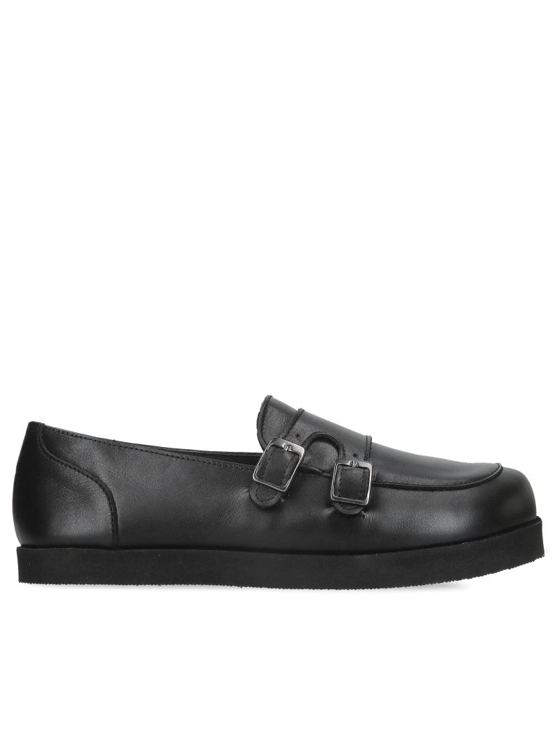 Women's black full-grain leather barefoot shoes, slip-on barefoot-style shoes