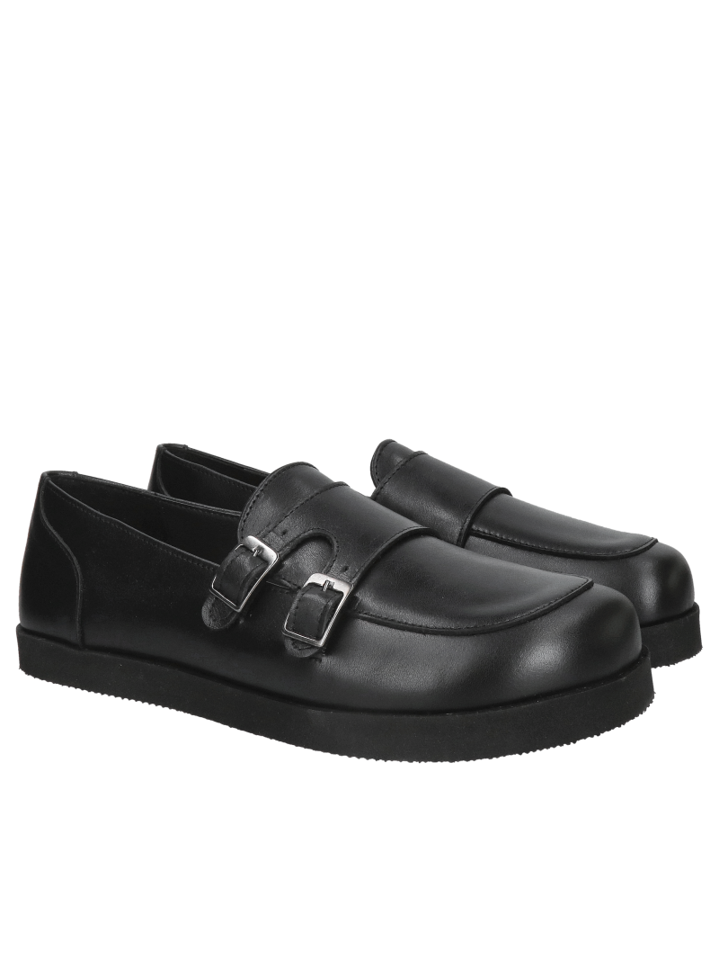 Women's black full-grain leather barefoot shoes, slip-on barefoot-style shoes