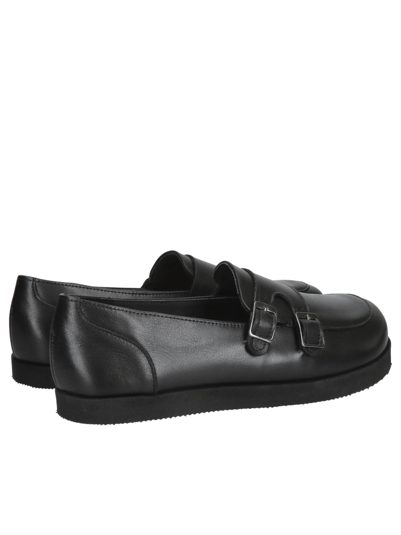 Women's black full-grain leather barefoot shoes, slip-on barefoot-style shoes