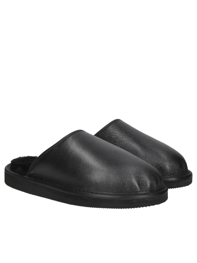 Men’s leather slippers with natural lambskin lining, Polish slipper manufacturer