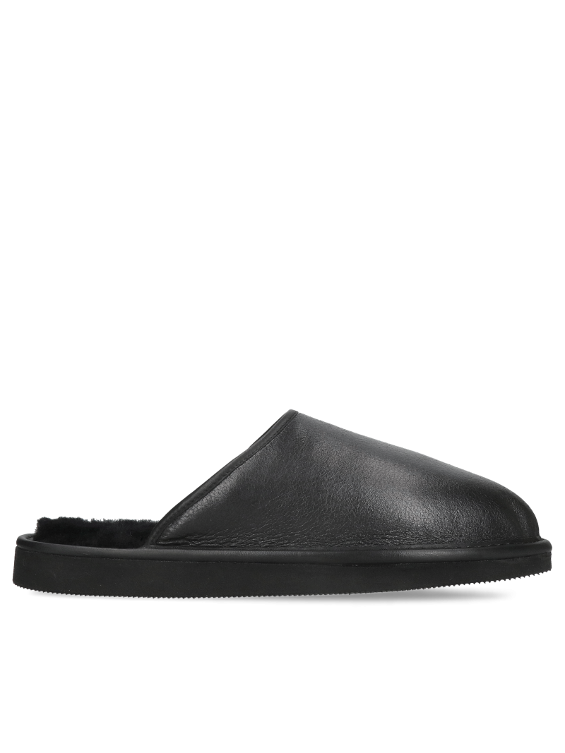 Men’s leather slippers with natural lambskin lining, Polish slipper manufacturer