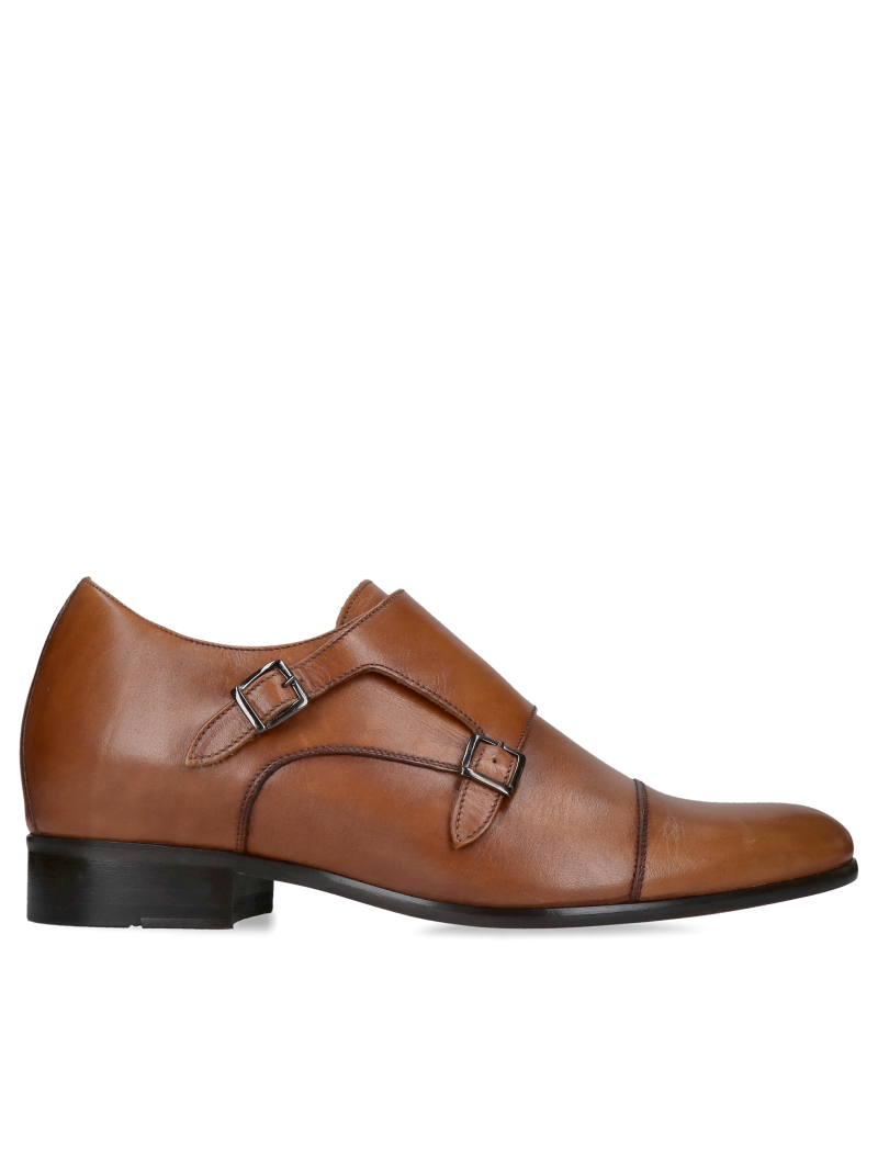 Elegant men's height-increasing monk shoes, brown height-increasing monk shoes, Vonhpol, Konopka Shoes