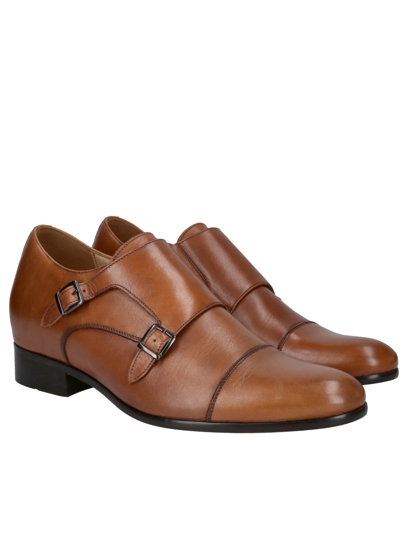 Elegant men's height-increasing monk shoes, brown height-increasing monk shoes, Vonhpol, Konopka Shoes