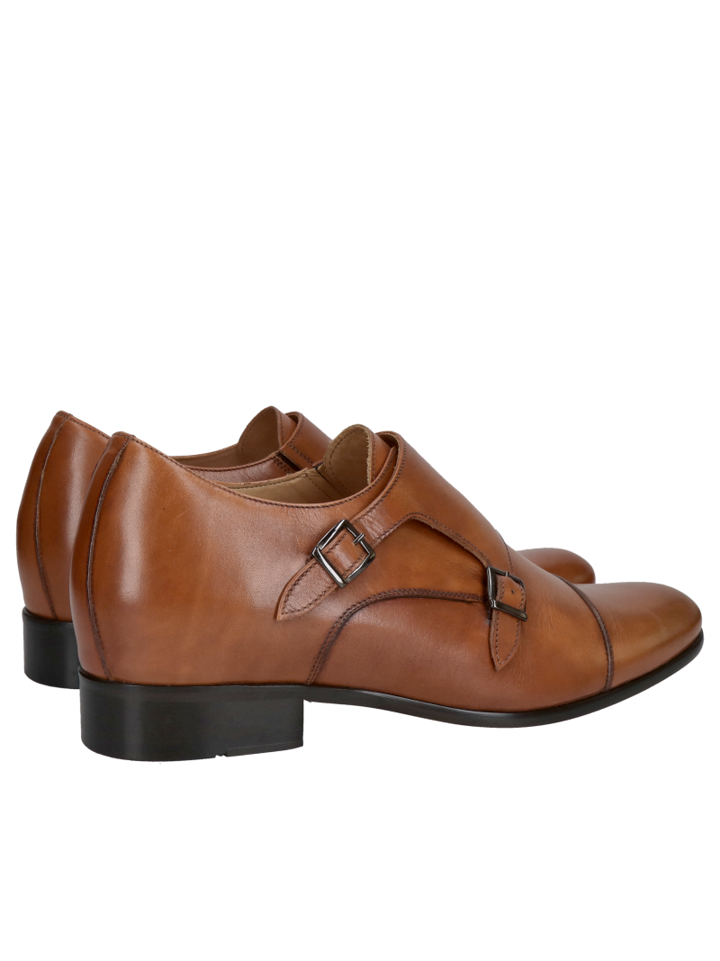 Elegant men's height-increasing monk shoes, brown height-increasing monk shoes, Vonhpol, Konopka Shoes