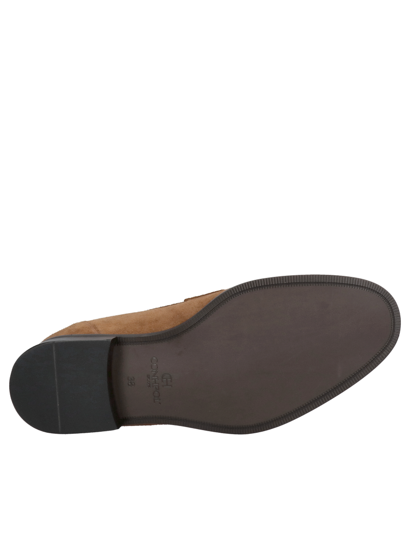 Brown suede height-increasing loafers, slip-on height-increasing shoes, Conhpol, Konopka Shoes