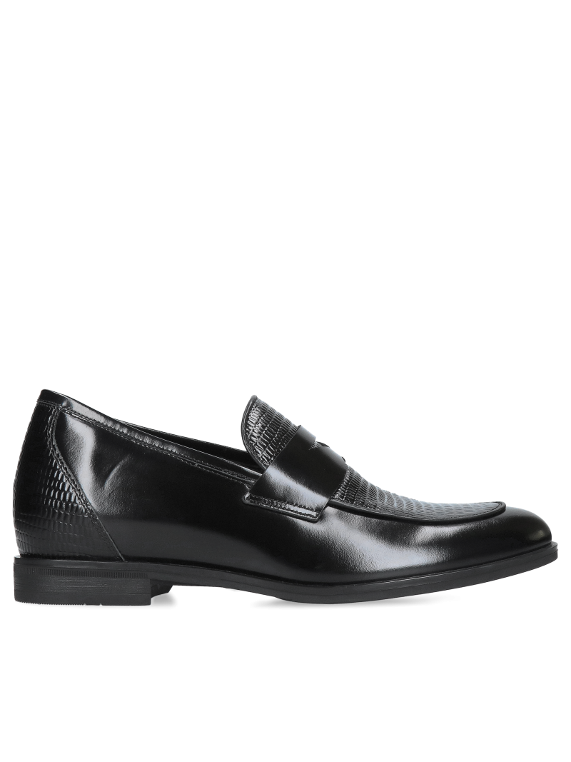 Loafersy podwyższające męskie ze skóry licowej, wygodne wsuwane buty podnoszące wzrost +7cm, Conhpol, Konopka Shoes