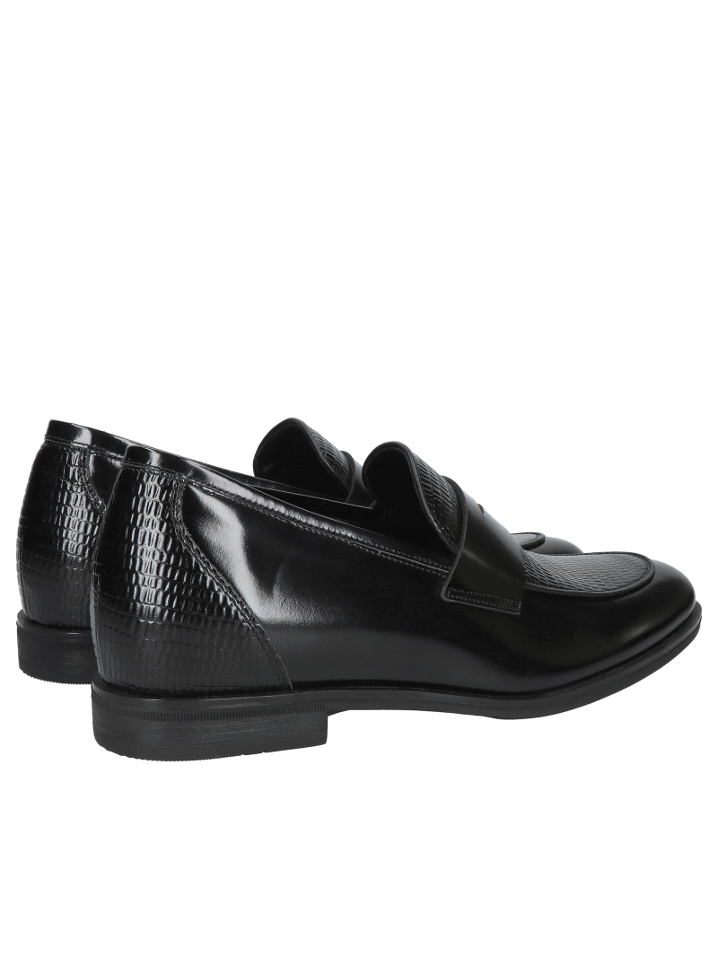 Loafersy podwyższające męskie ze skóry licowej, wygodne wsuwane buty podnoszące wzrost +7cm, Conhpol, Konopka Shoes