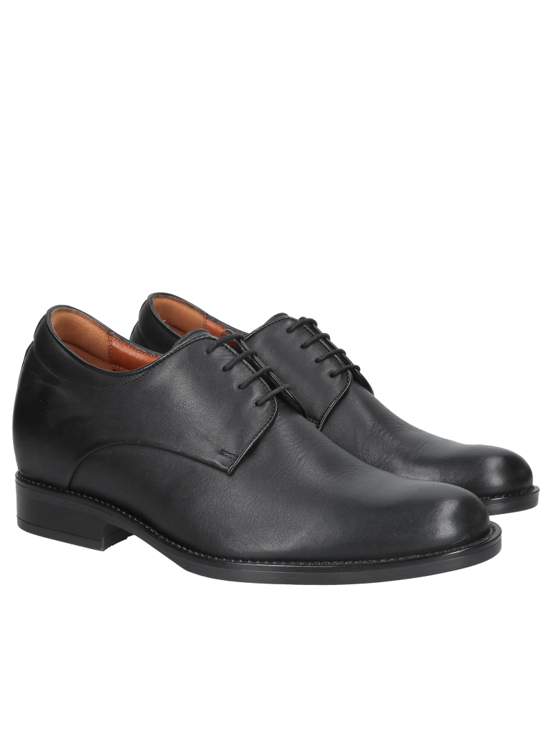 Men's elegant leather dress shoes with a +7 cm heel lift, Conhpol, Konopka Shoes