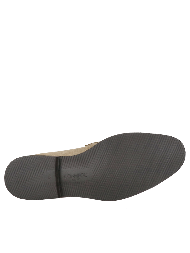 Men’s beige suede loafers with ruffles, slip-on, lightweight and very soft