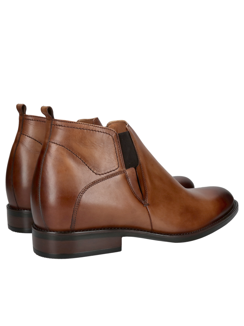 Brown, unlined platform boots; platform ankle boots without a zipper