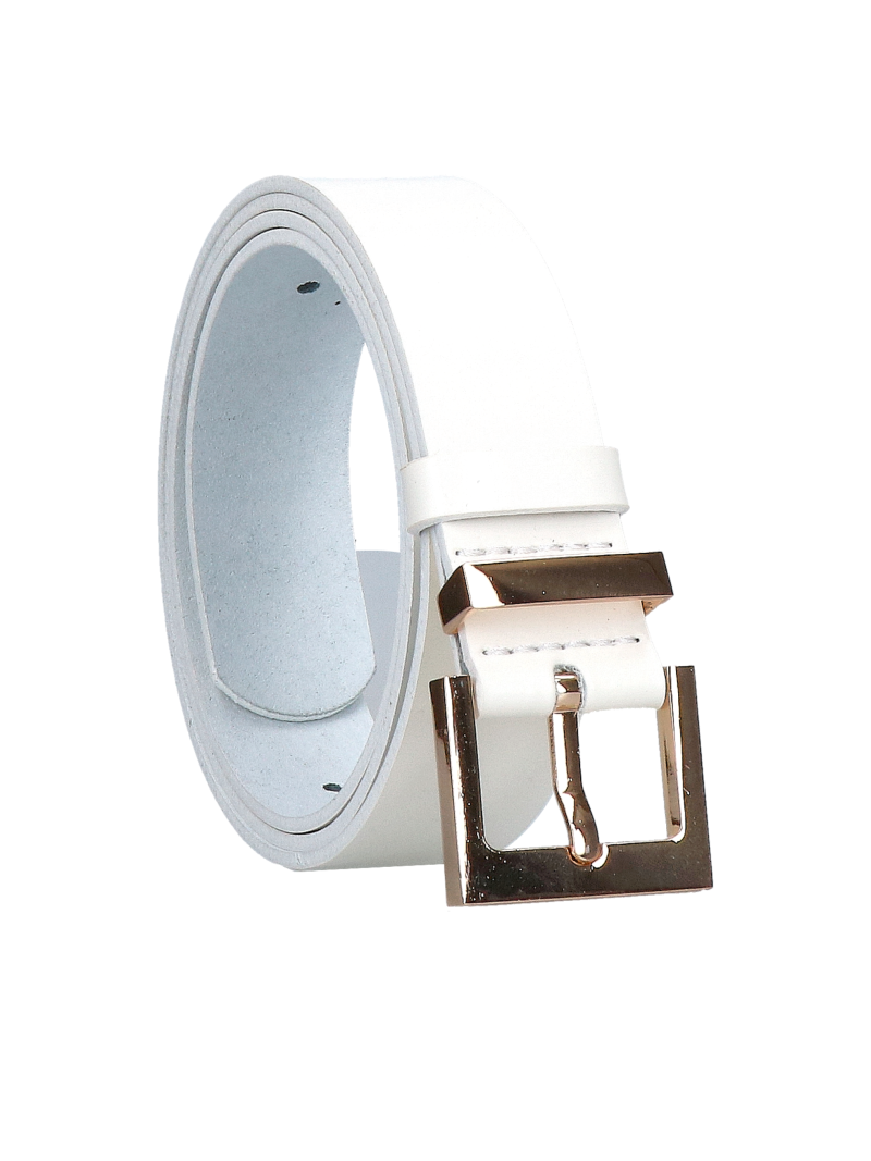 White women's belt with a gold buckle – an elegant belt for dresses and pants