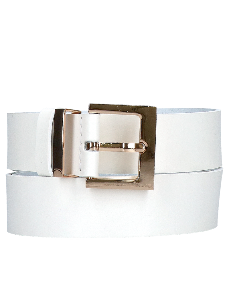 White women's belt with a gold buckle – an elegant belt for dresses and pants