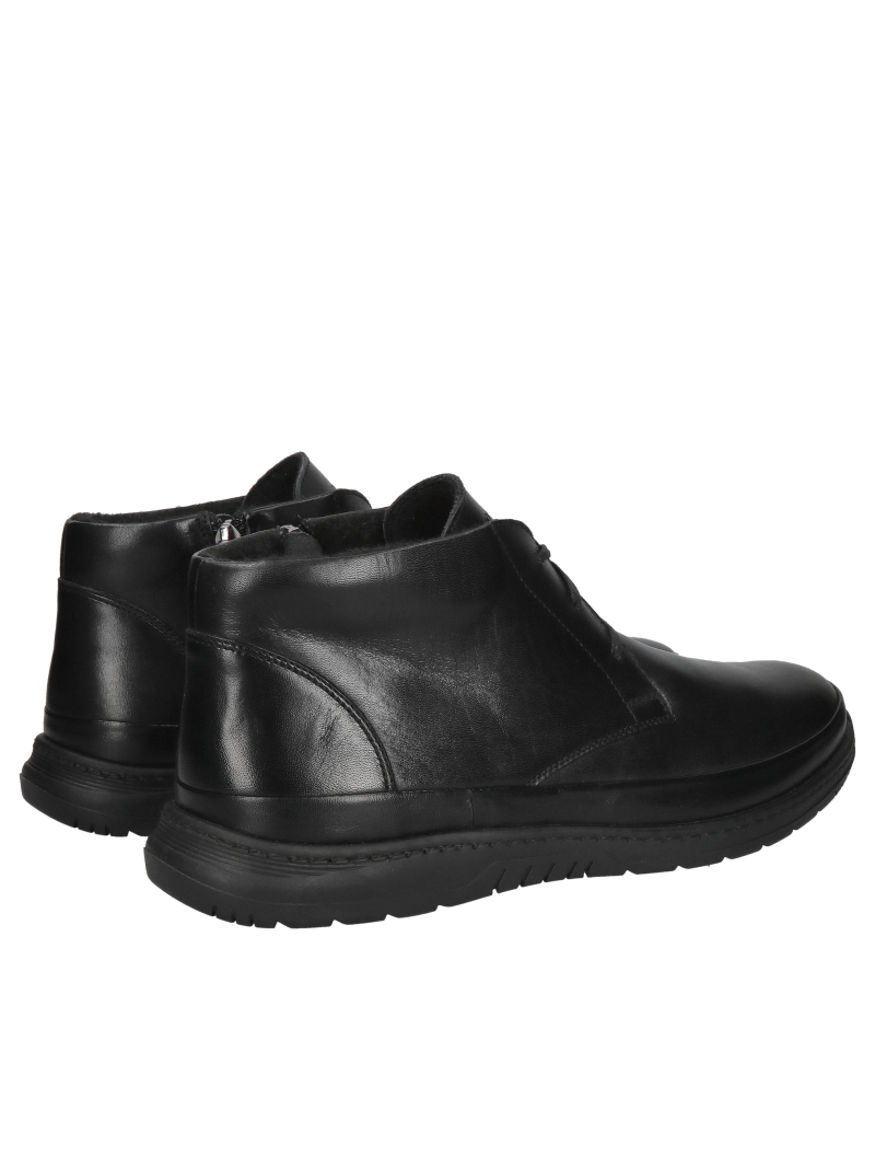 Men's boots for wider feet, black men's zippered leather ankle boots