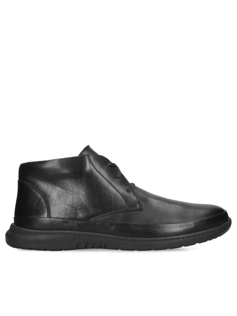 Men's boots for wider feet, black men's zippered leather ankle boots