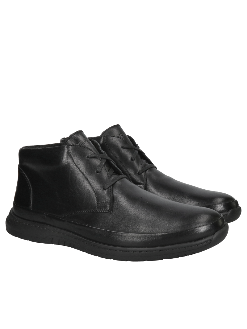 Men's boots for wider feet, black men's zippered leather ankle boots