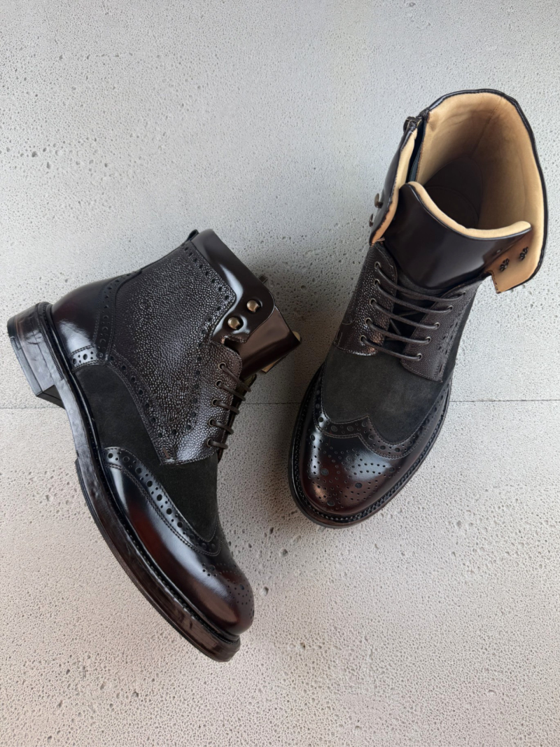 Original unlined men's brown leather boots, all-season men's ankle boots
