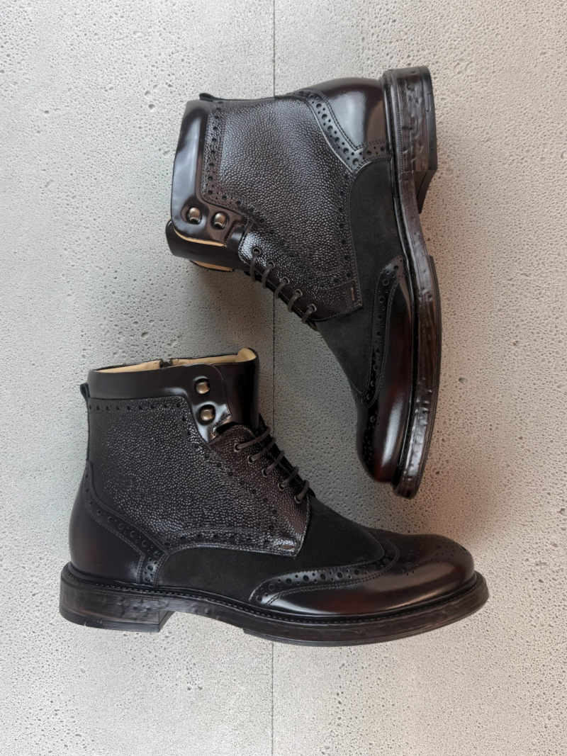 Original unlined men's brown leather boots, all-season men's ankle boots