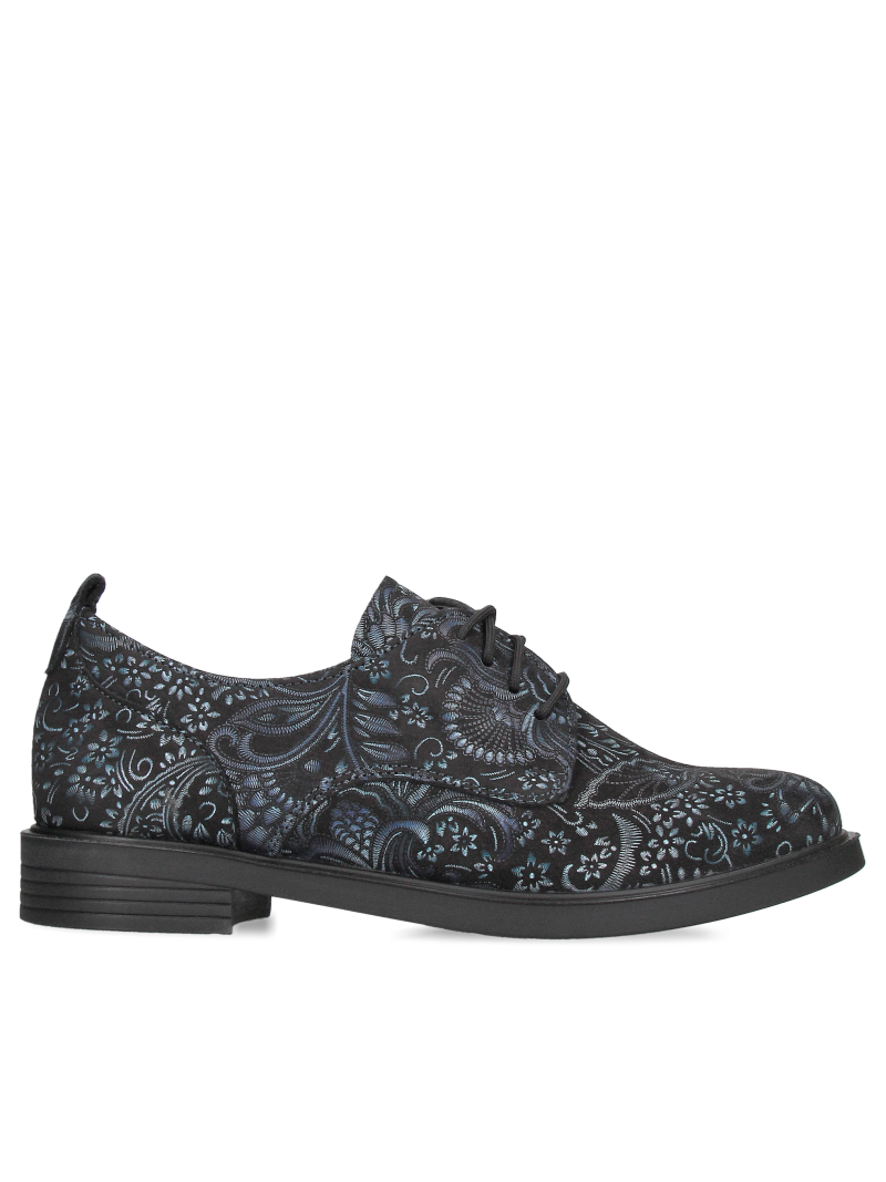 Women’s low-cut shoes in decorative navy blue suede leather