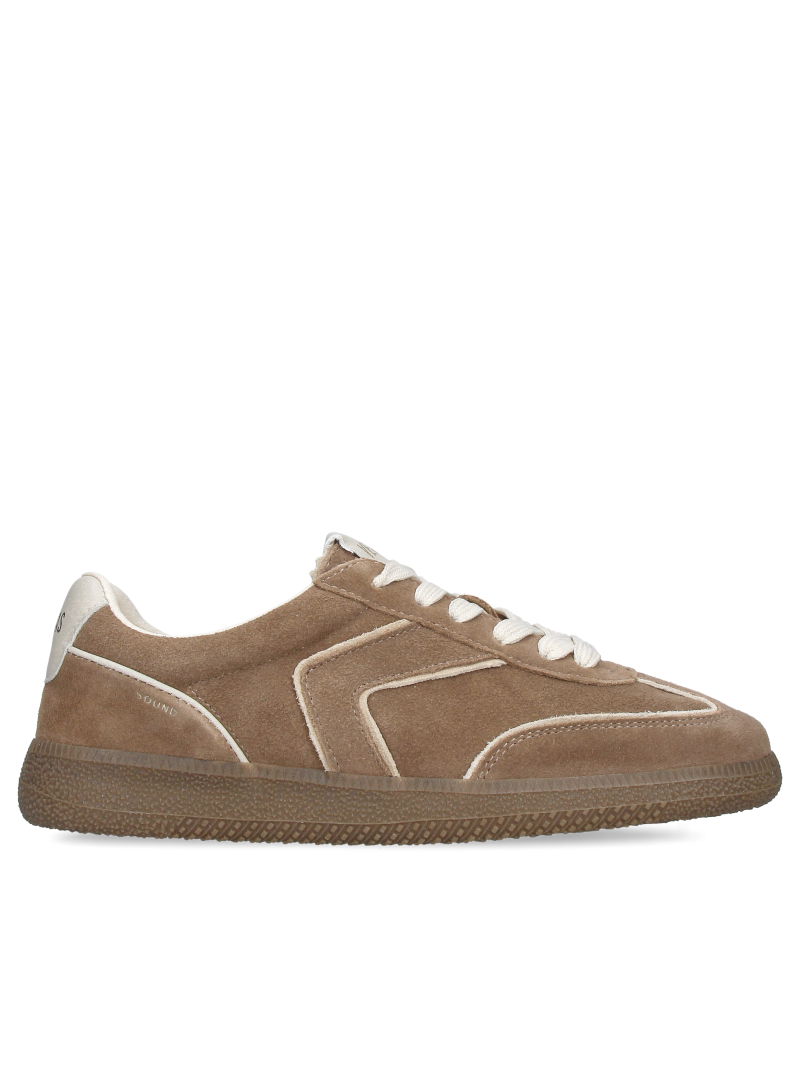 Women's brown suede sneakers, casual athletic shoes