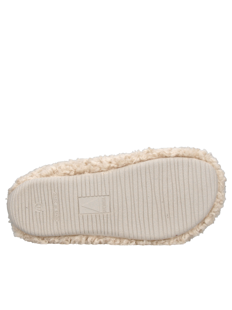 Cream-colored women's house slippers—soft, comfortable, and warm—sheepskin slippers