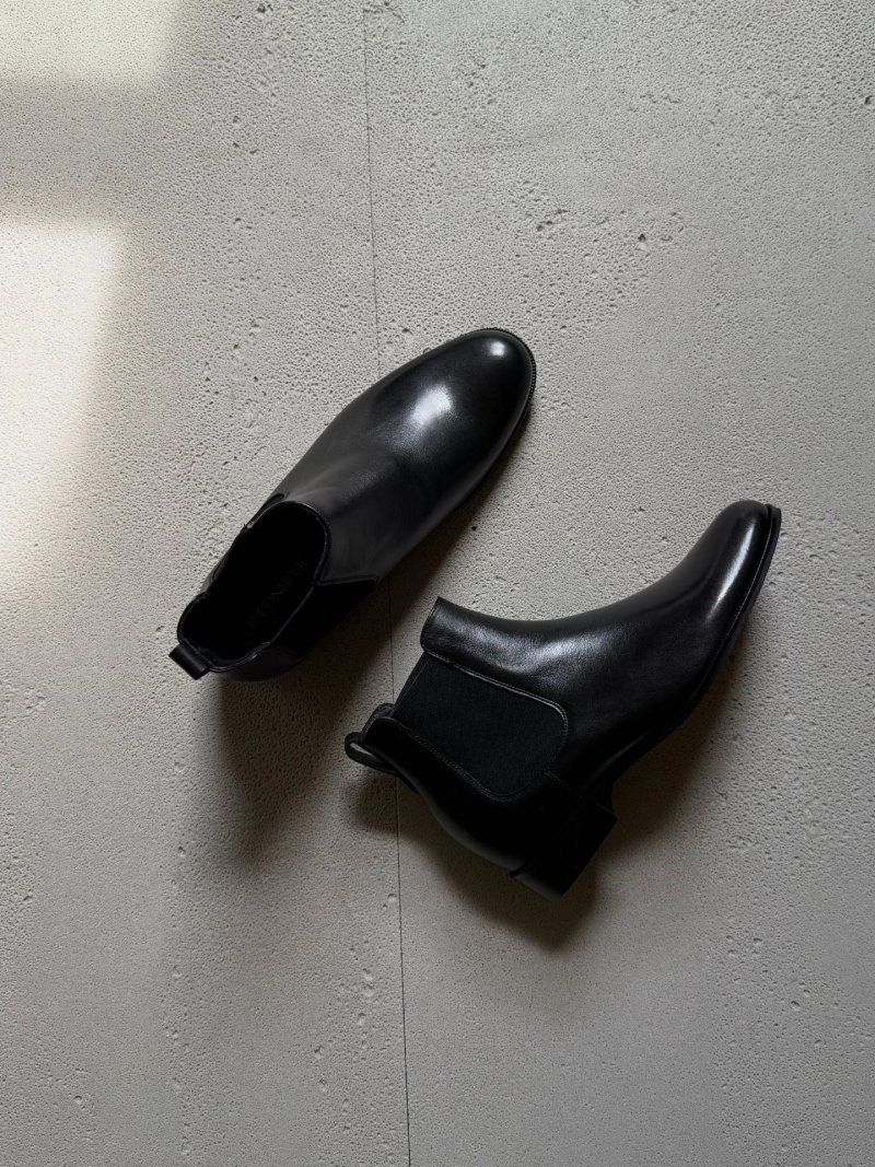 Men's height-increasing ankle boots, black full-grain leather boots