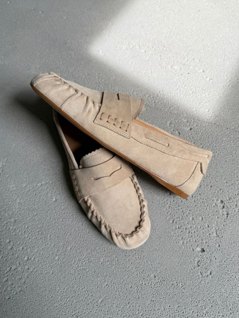 Premium beige suede women's moccasins—very lightweight and comfortable