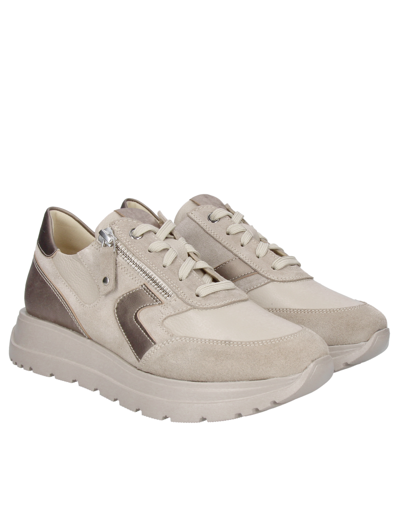 Beige wedge trainers made from genuine leather