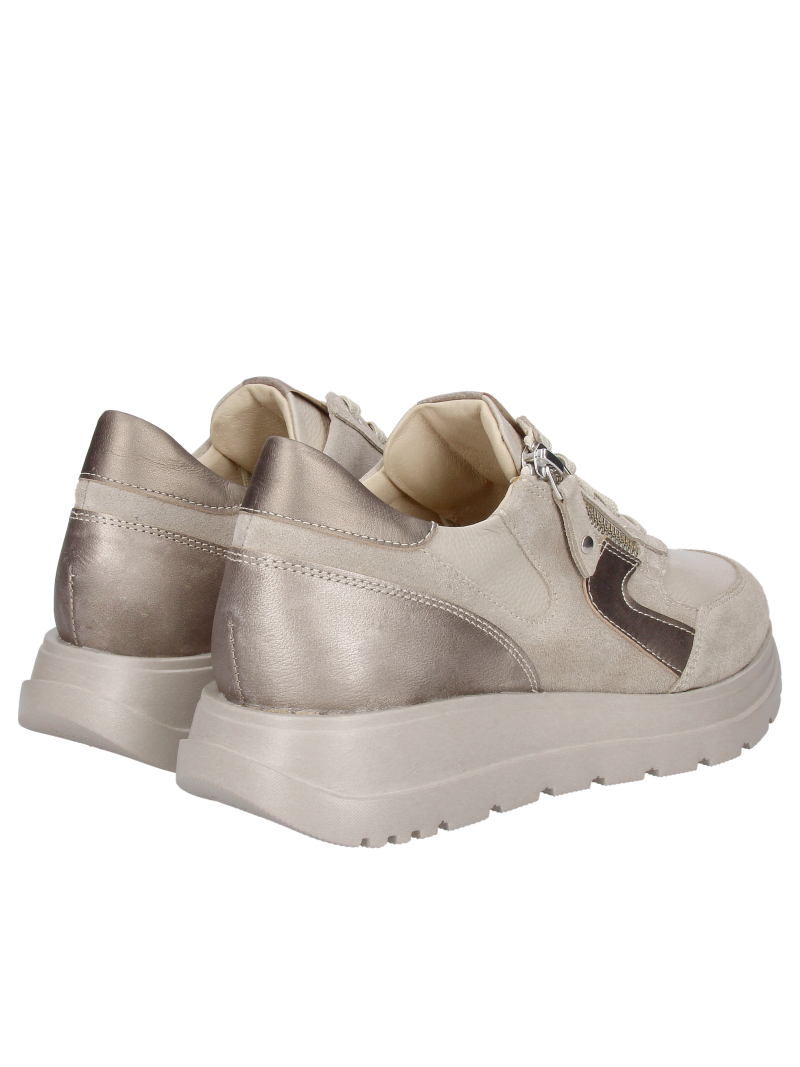 Beige wedge trainers made from genuine leather