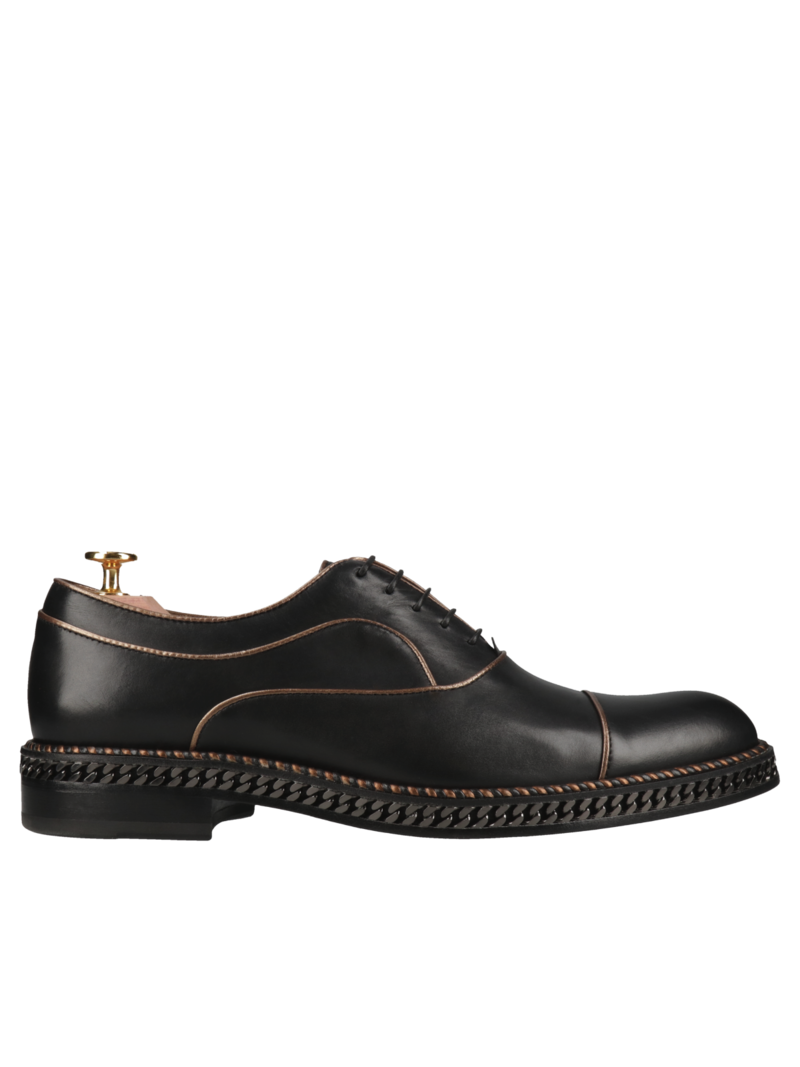 Black shoes Julius - Gold Collection, Conhpol - Polish production, Oxford, CG0285-01, Konopka Shoes