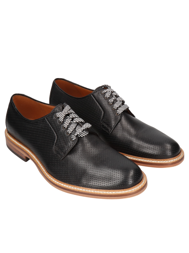 Black casual derby Oscar, Conhpol - polish production, CE0388-02, Konopka Shoes