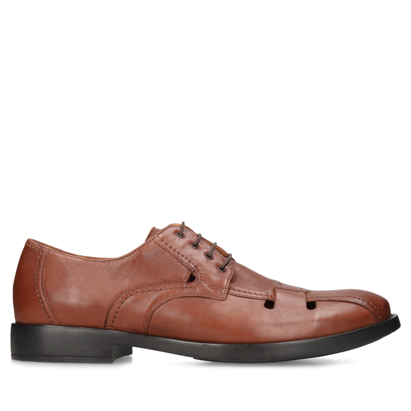 Brązowe, casualowe półbuty Stave, Conhpol - polska produkcja, Derby, CE0491-01, Konopka Shoes