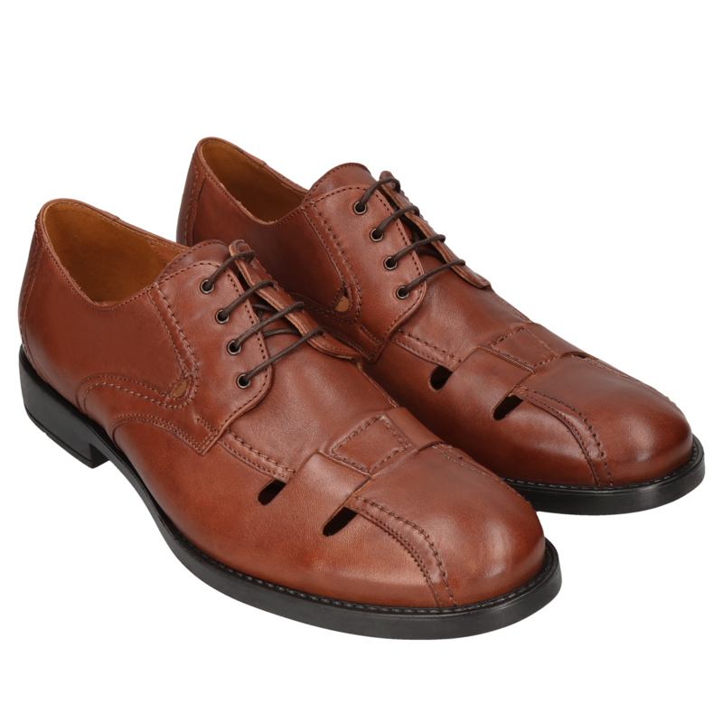 Brązowe, casualowe półbuty Stave, Conhpol - polska produkcja, Derby, CE0491-01, Konopka Shoes