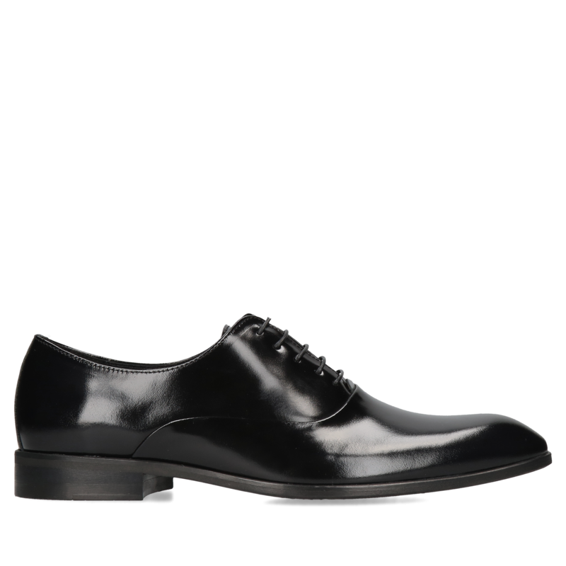 Czarne eleganckie, półbuty Kevin, Conhpol- polska produkcja, Oxfordy, CE0477-01, Konopka Shoes