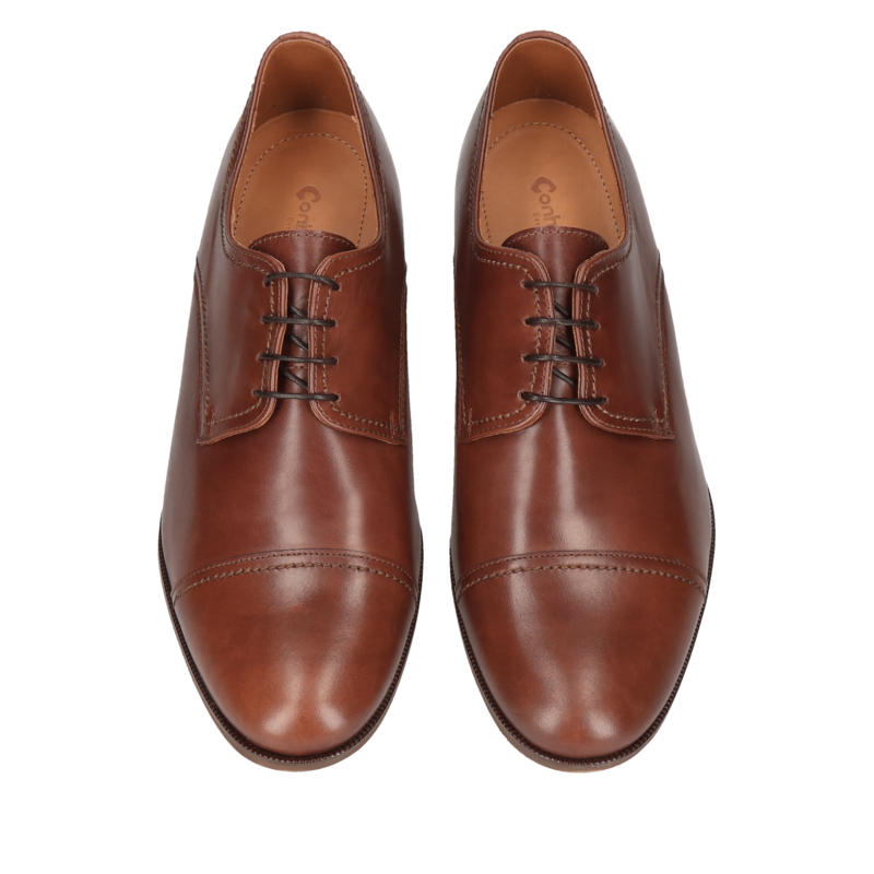 Buty podwyższające brązowe męskie, klasyczne derby, skóra licowa, buty do ślubu, Conhpol, Konopka Shoes