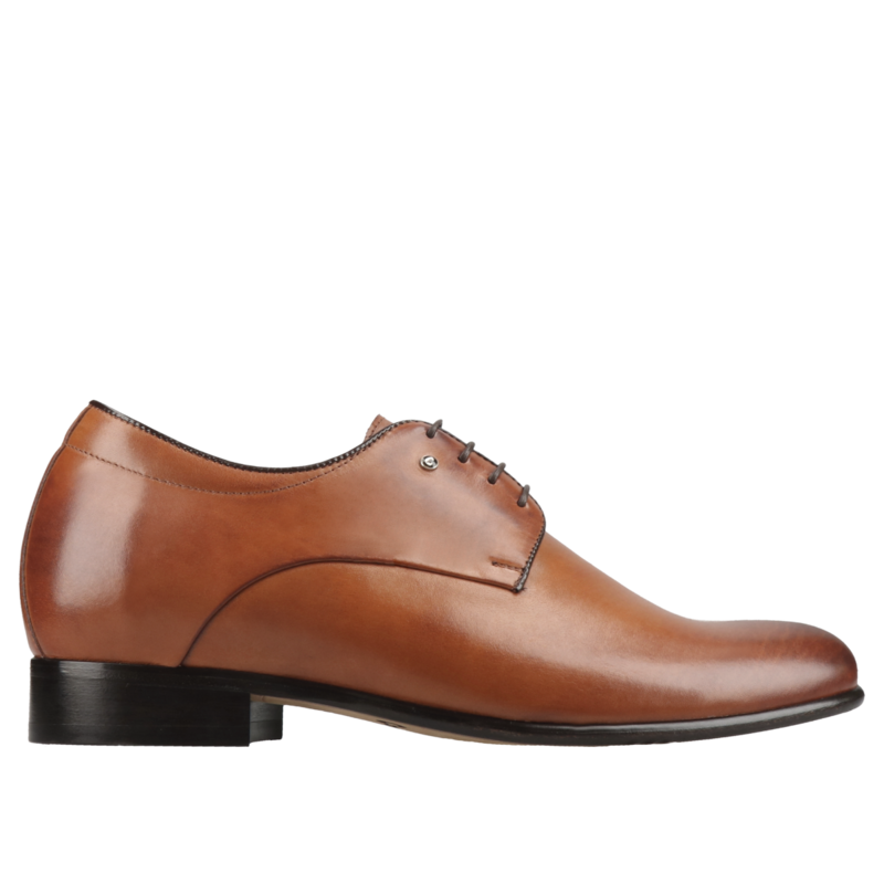 Brązowe buty podwyższające Wolter +7 cm, Conhpol - Polska produkcja, Półbuty podwyższające, CH3510-02, Konopka Shoes