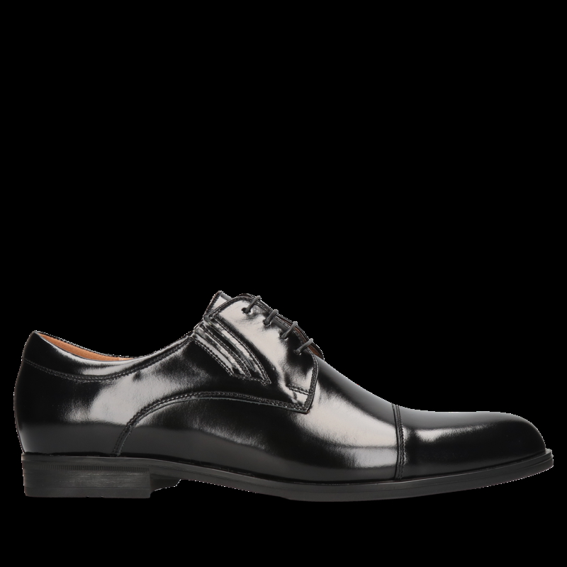 Męskie buty czarne, eleganckie derby, skóra licowa, buty do ślubu, Conhpol, Konopka Shoes