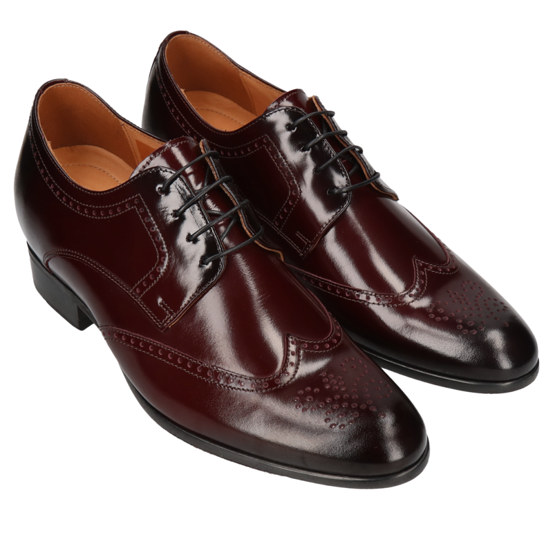 Bordowe buty podwyższające Dustin +7 cm, Conhpol - polski producent, Półbuty podwyższające, CH6134-02, Konopka Shoes