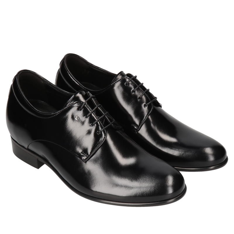 Czarne, eleganckie buty podwyższające, Derby, Conhpol - polska produkcja, CH3510-01, Konopka Shoes