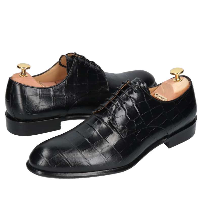 Czarne półbuty William Gold Collection, Conhpol - polska produkcja, Derby, CG4451-02, Konopka Shoes