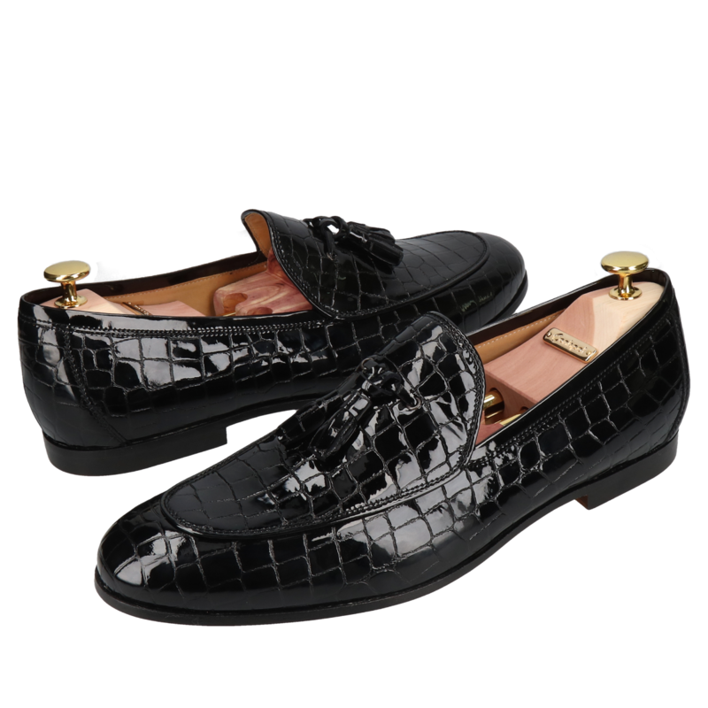 Czarne loafersy Hugo Gold Collection, Conhpol - polska produkcja, CG4452-02, Loafersy i mokasyny, Konopka Shoes
