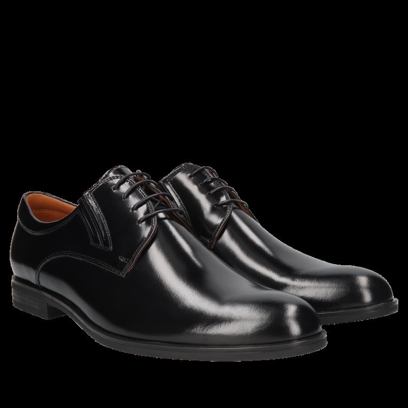 Męskie buty czarne, klasyczne derby, skórzane buty do ślubu, Conhpol, Konopka Shoes