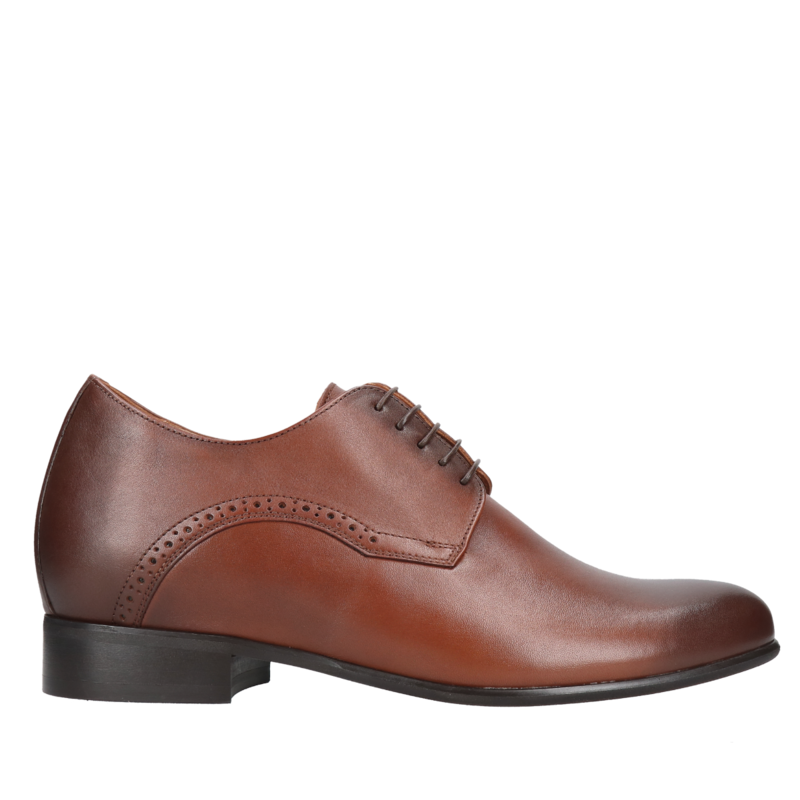 Brązowe buty podwyższające Wolter +7 cm, Conhpol - polska produkcja, Półbuty podwyższające, CH6129-02, Konopka Shoes