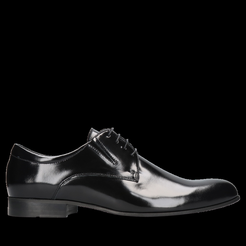 Męskie buty czarne, eleganckie derby, skórzane buty do ślubu, Conhpol, Konopka Shoes