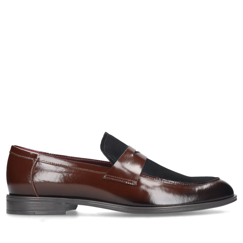 Brązowo-granatowe Loafersy John, Conhpol, Konopka Shoes