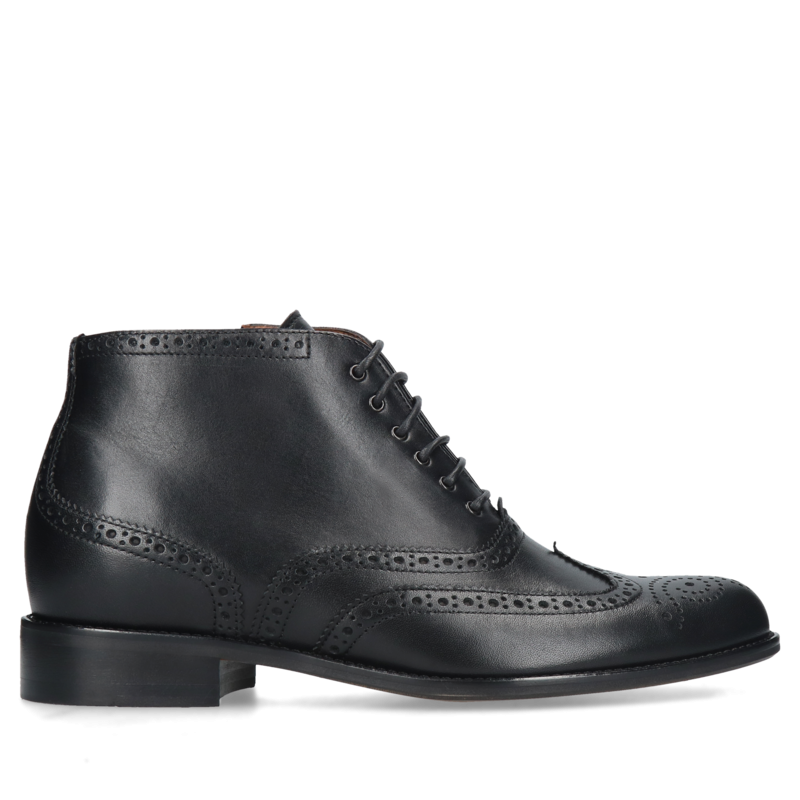 Czarne, eleganckie buty podwyższające, trzewiki z naturalnej skóry licowej, Conhpol - polska produkcja, CH5721-02, Konopka Shoes